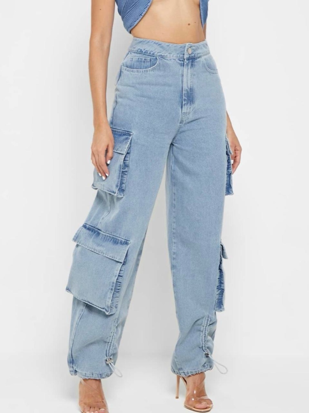 Light Blue Cargo Boyfriend Jeans BNWT
